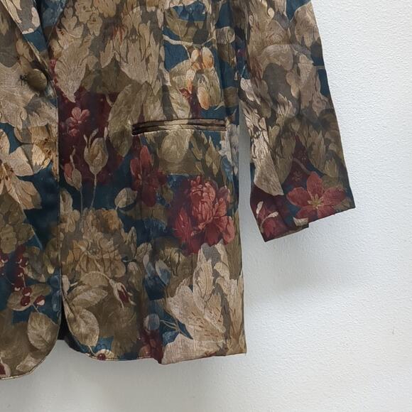 Joseph Gee brown vintage floral blazer size M - Picture 4 of 6